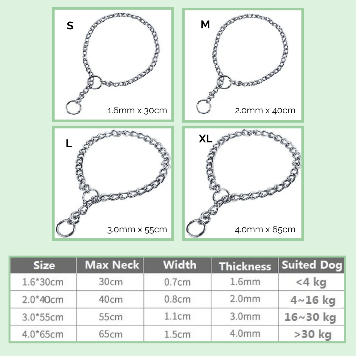 Stainless Steel Slip Chain Dog Collar – LeadPro™