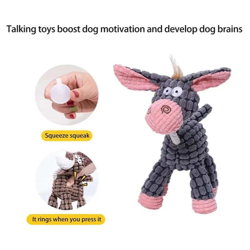 Squeaky Donkey Plush Dog Toy – TugFlex™