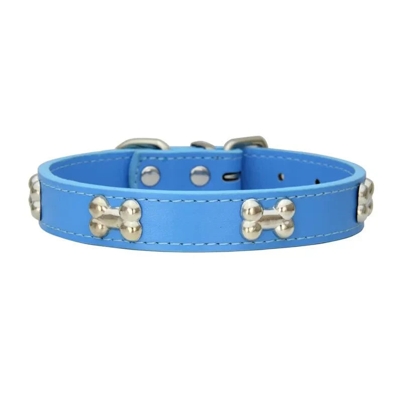 Bone-Shaped Leather Dog Collar – LeadFresh™