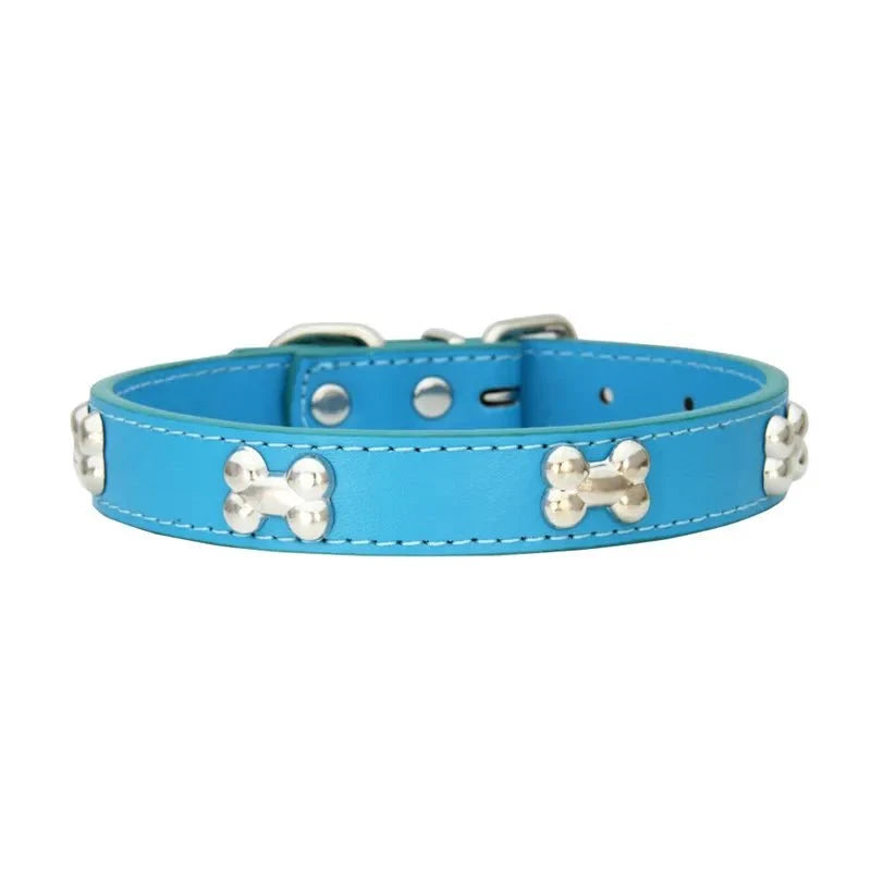 Bone-Shaped Leather Dog Collar – LeadFresh™