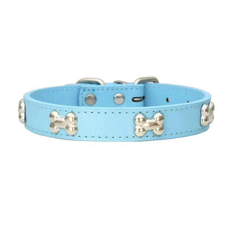 Bone-Shaped Leather Dog Collar – LeadFresh™