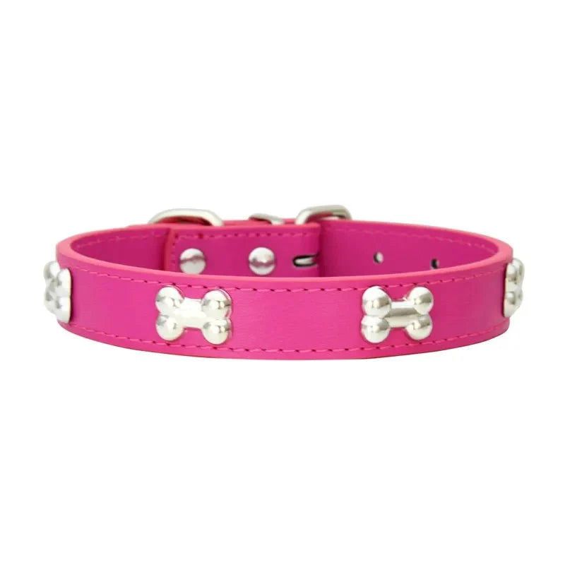 Bone-Shaped Leather Dog Collar – LeadFresh™