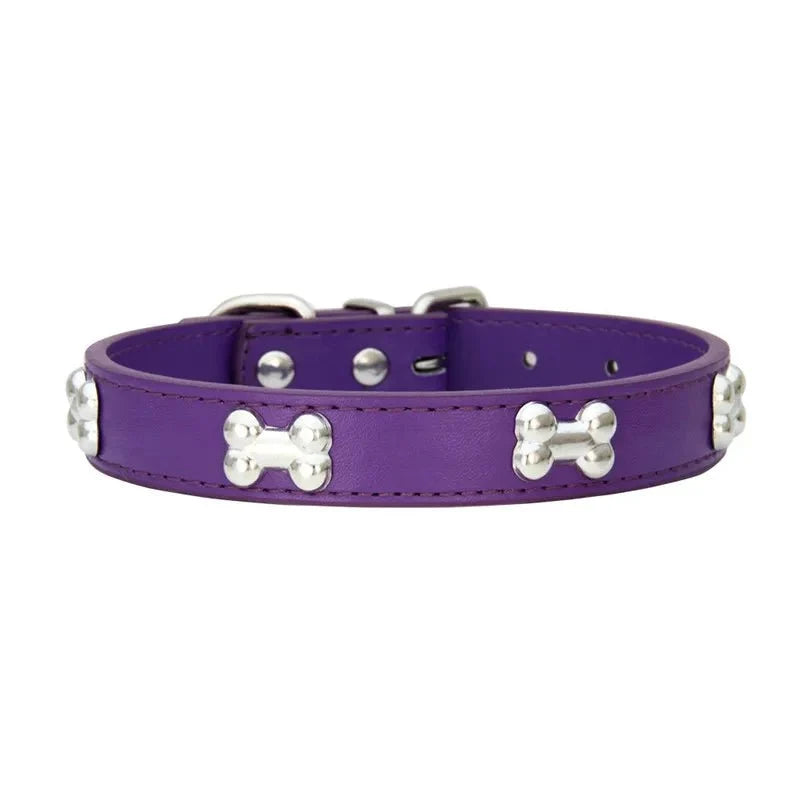 Bone-Shaped Leather Dog Collar – LeadFresh™