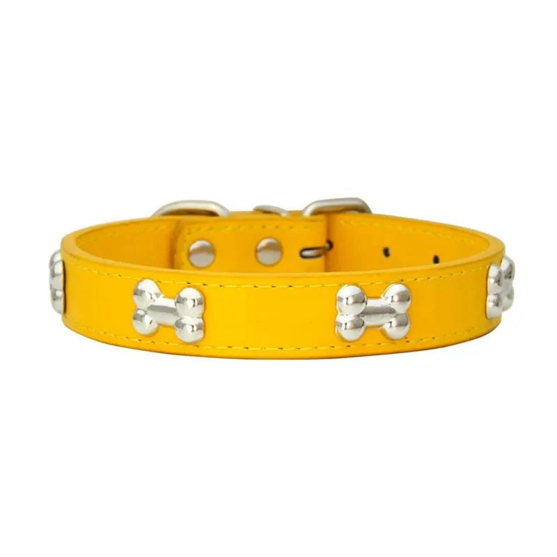 Bone-Shaped Leather Dog Collar – LeadFresh™