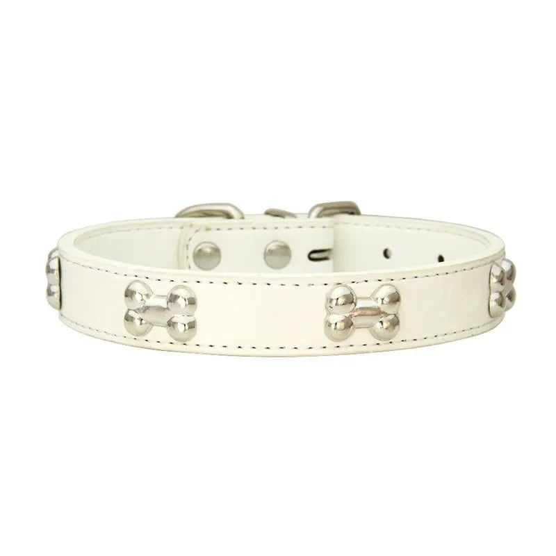Bone-Shaped Leather Dog Collar – LeadFresh™
