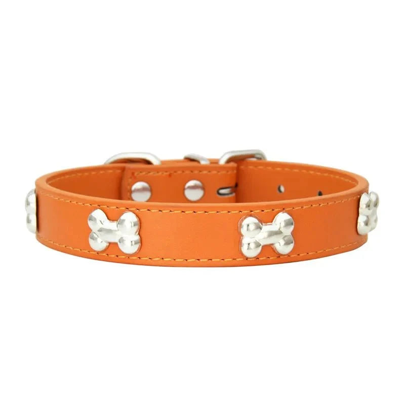 Bone-Shaped Leather Dog Collar – LeadFresh™