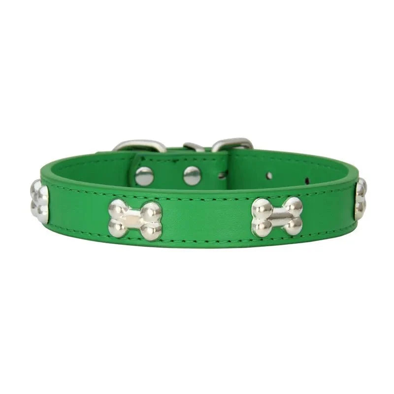 Bone-Shaped Leather Dog Collar – LeadFresh™