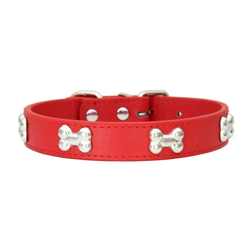 Bone-Shaped Leather Dog Collar – LeadFresh™