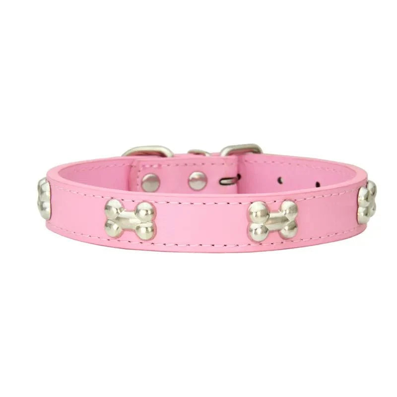 Bone-Shaped Leather Dog Collar – LeadFresh™