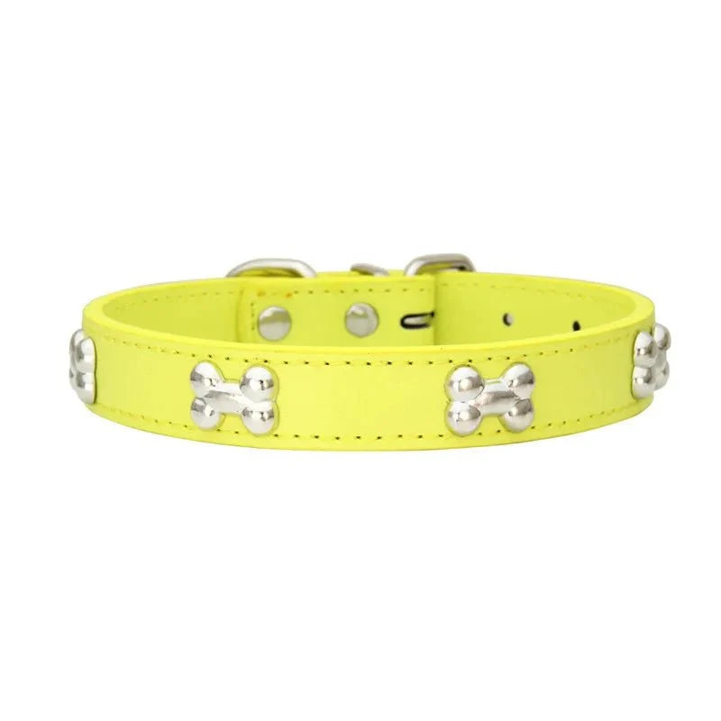 Bone-Shaped Leather Dog Collar – LeadFresh™