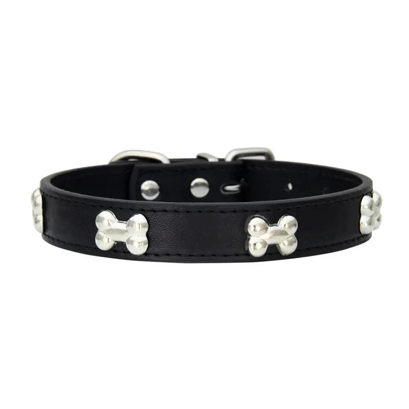 Bone-Shaped Leather Dog Collar – LeadFresh™