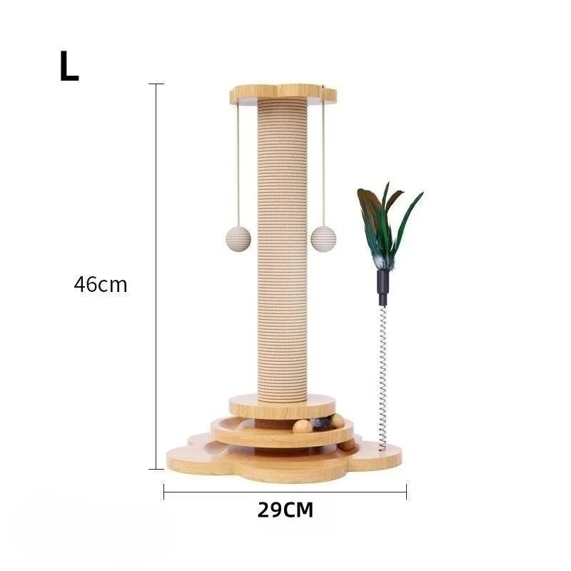 Sisal Cat Scratching Post with Rotating Toys – CareGuard™