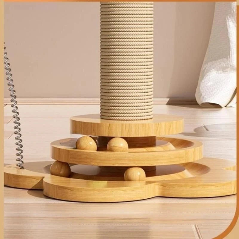 Sisal Cat Scratching Post with Rotating Toys – CareGuard™
