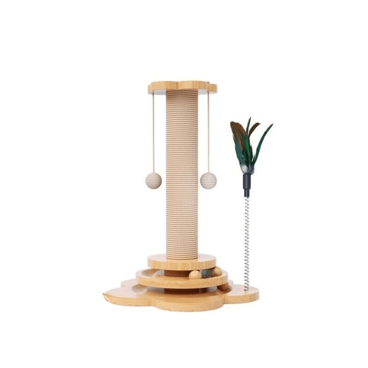 Sisal Cat Scratching Post with Rotating Toys – CareGuard™