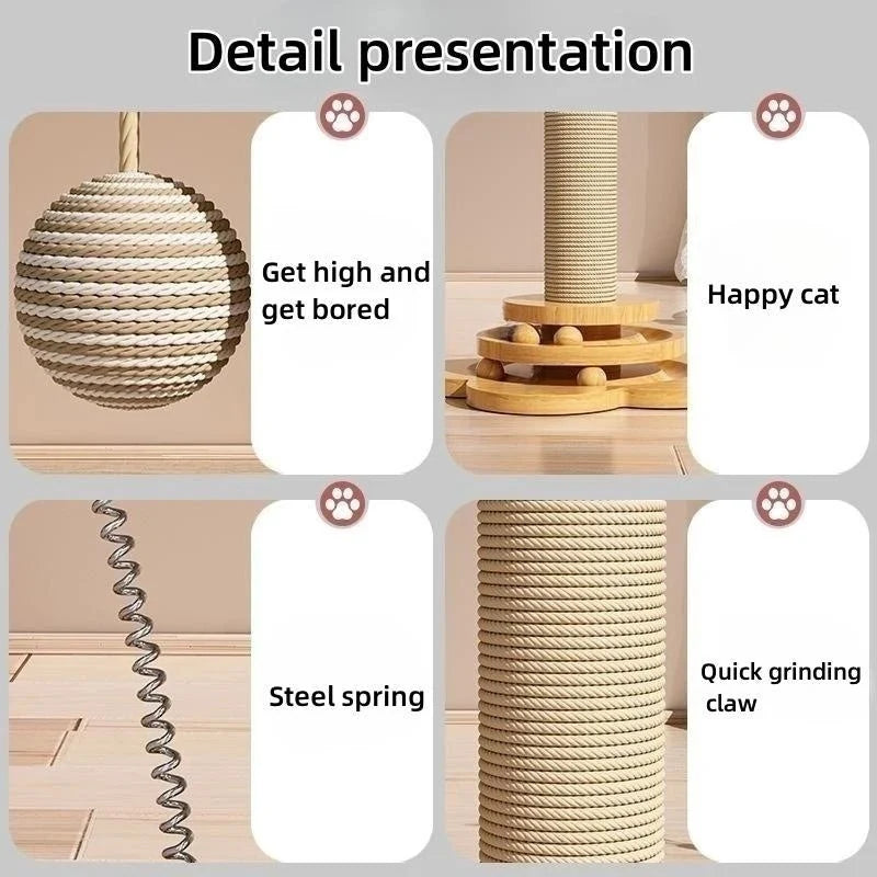Sisal Cat Scratching Post with Rotating Toys – CareGuard™