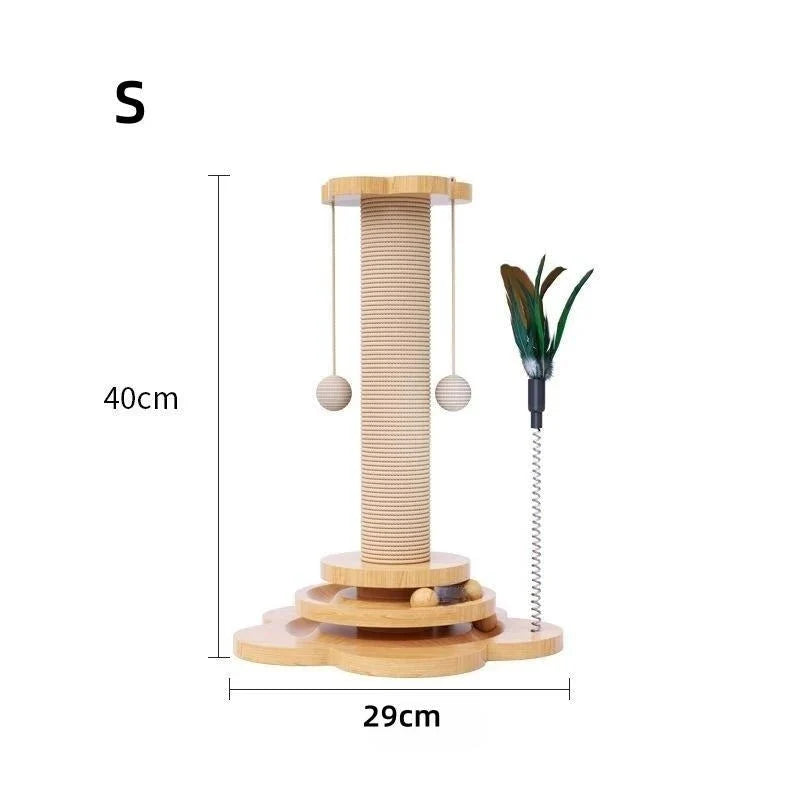 Sisal Cat Scratching Post with Rotating Toys – CareGuard™