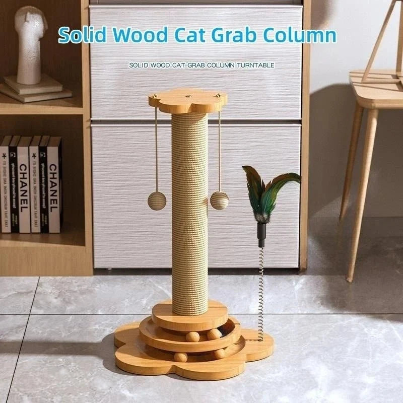 Sisal Cat Scratching Post with Rotating Toys – CareGuard™