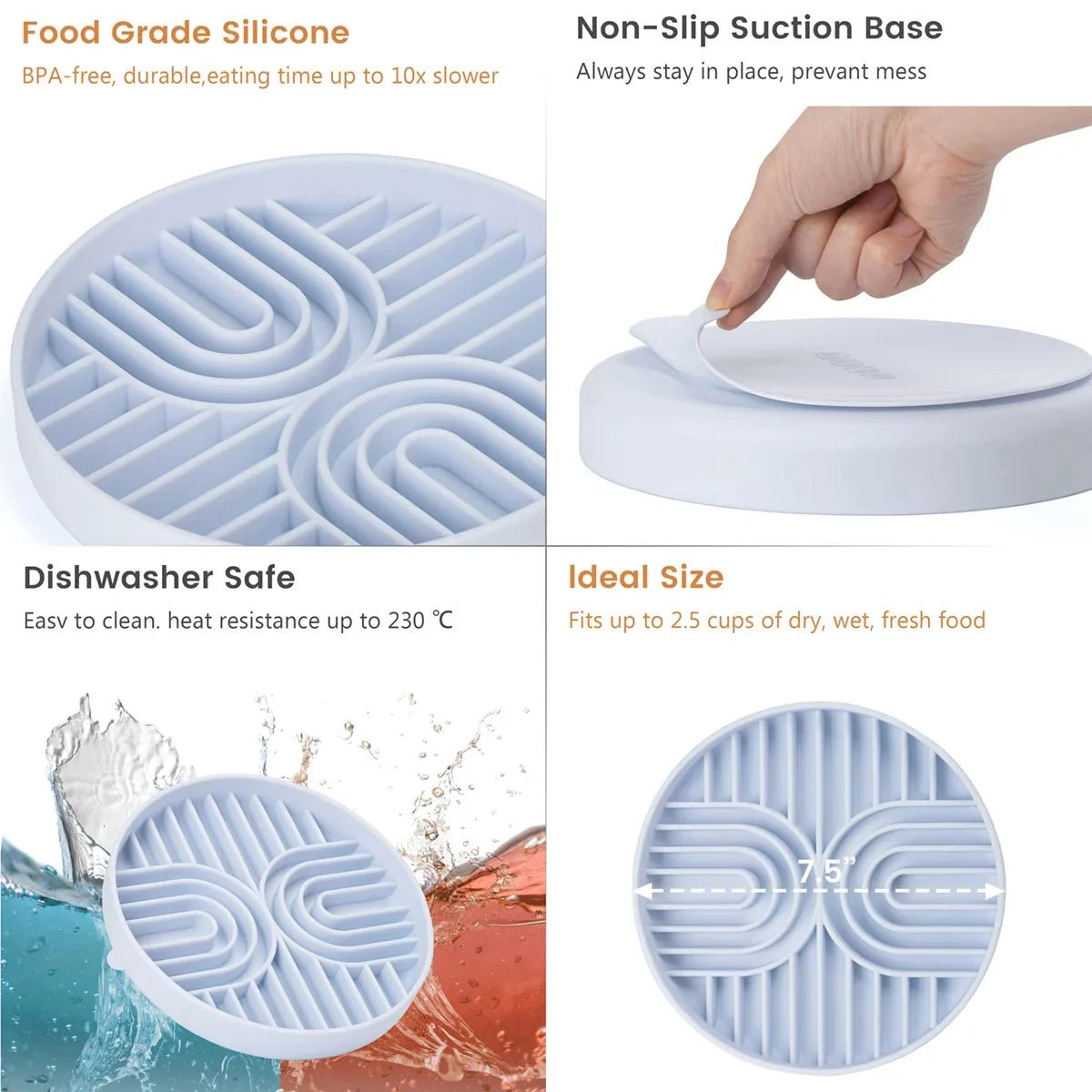 Silicone Slow Feeder Lick Mat for Dogs & Cats – DishPrime™