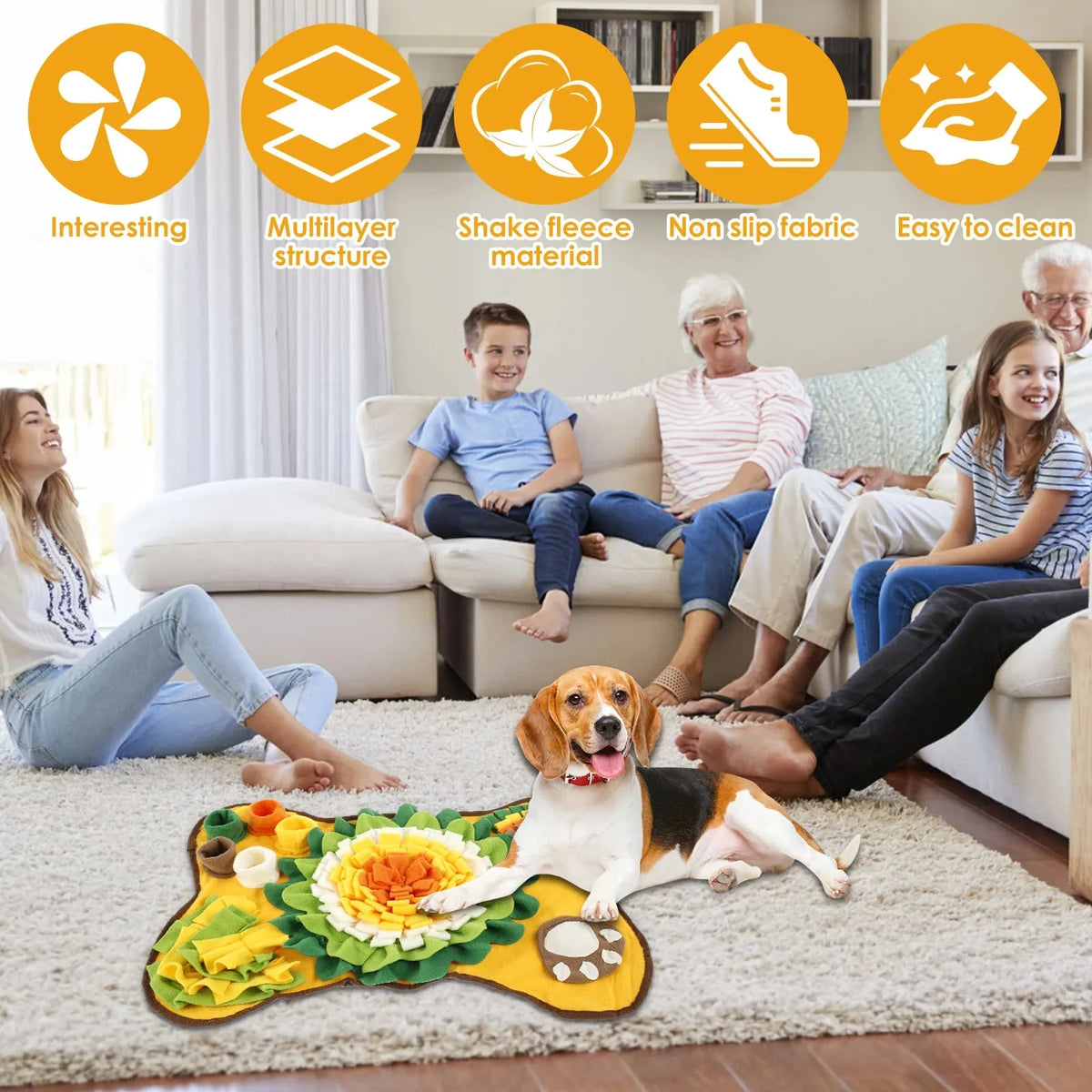 Tailented SlowGlow™ – Interactive Snuffle Feeding Mat with Non-Slip Base for Pets