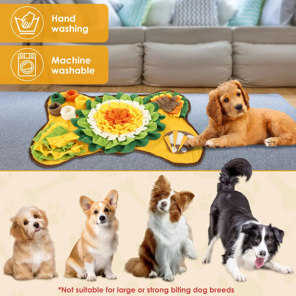 Tailented SlowGlow™ – Interactive Snuffle Feeding Mat with Non-Slip Base for Pets