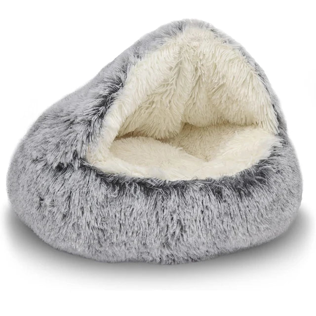 2-in-1 Plush Cave Cat & Small Dog Bed – CloudFresh™