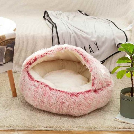 2-in-1 Plush Cave Cat & Small Dog Bed – CloudFresh™