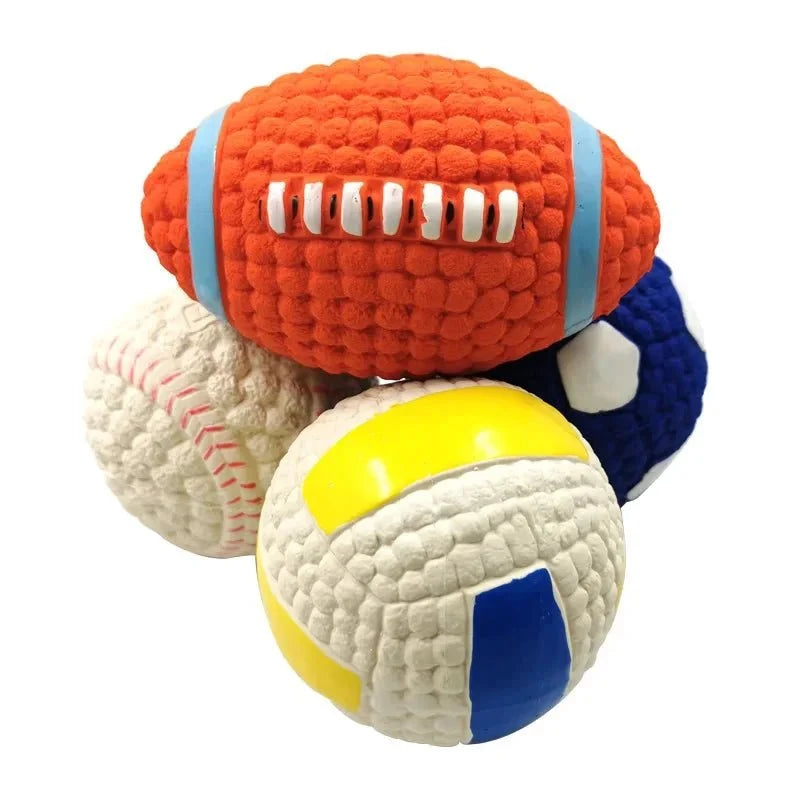 Squeaky Latex Sports Ball Dog Toy – BrainPort™
