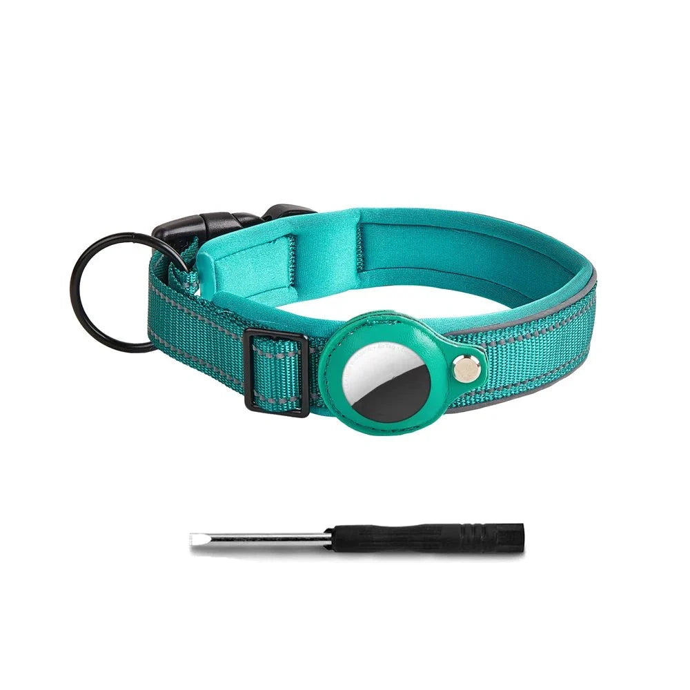 Reflective Dog Collar with AirTag Holder – RouteEase™