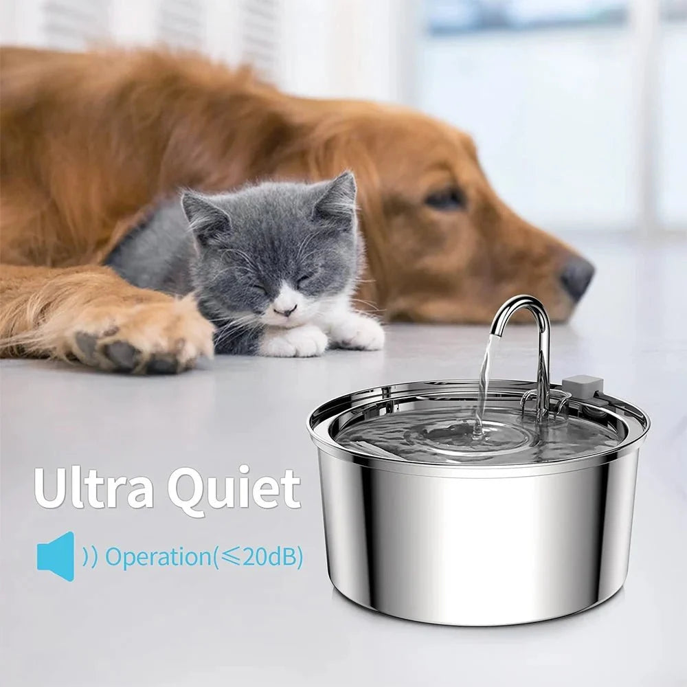 Stainless Steel Automatic Pet Water Fountain – HydraFit™