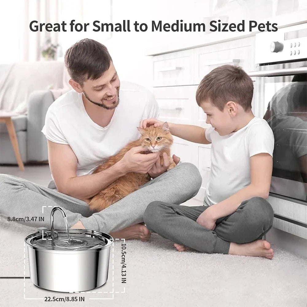 Stainless Steel Automatic Pet Water Fountain – HydraFit™