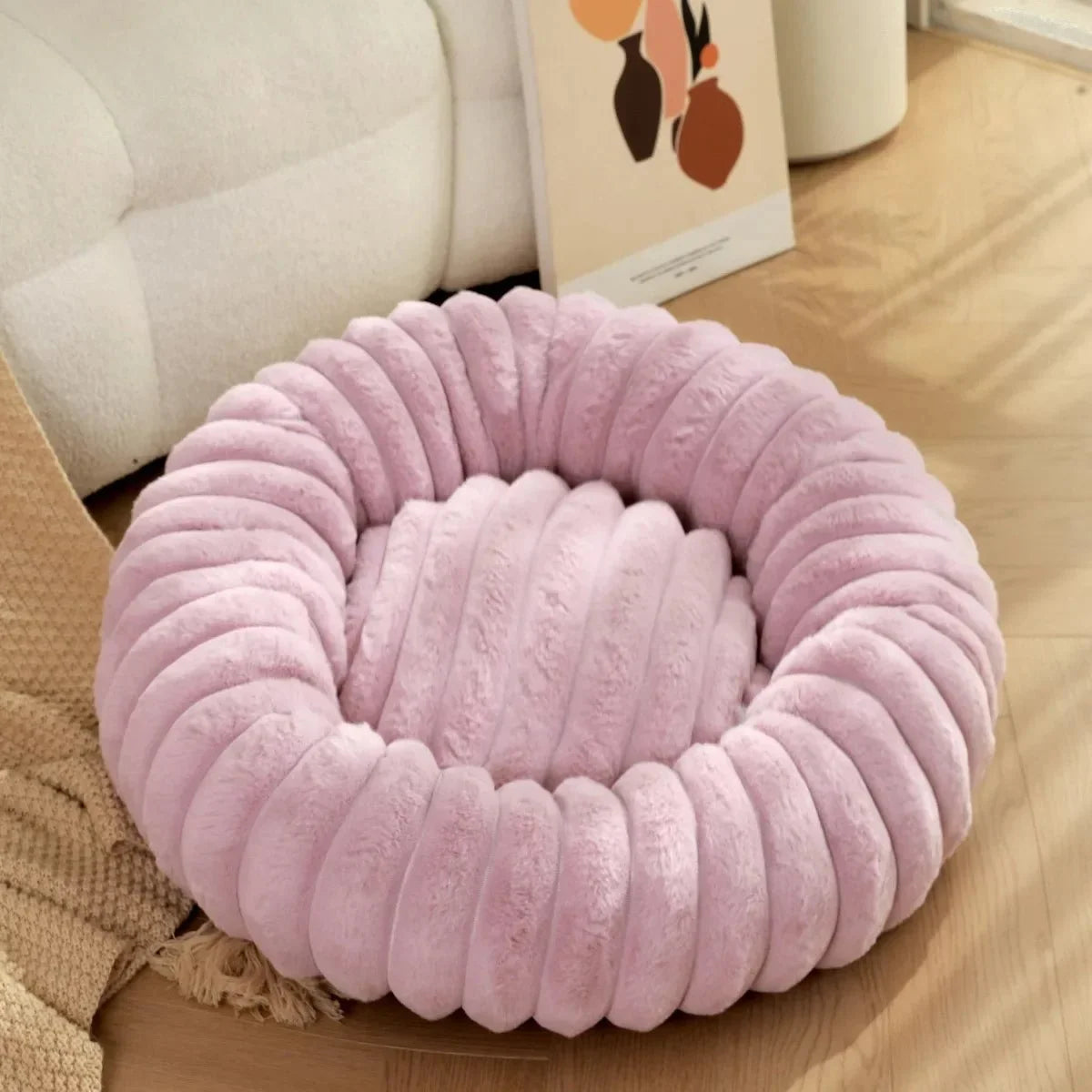 Round Donut Dog Bed – Washable Plush – CloudLink™