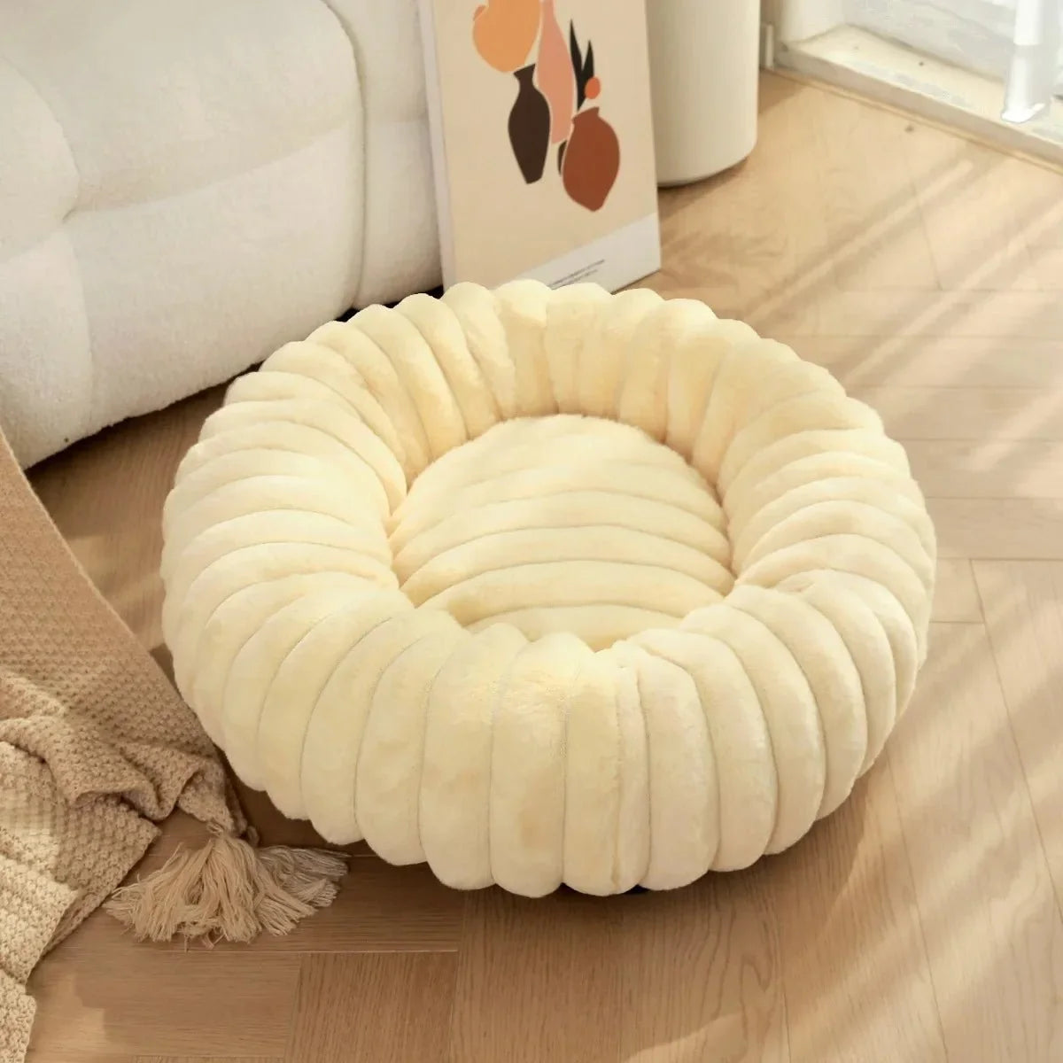Round Donut Dog Bed – Washable Plush – CloudLink™