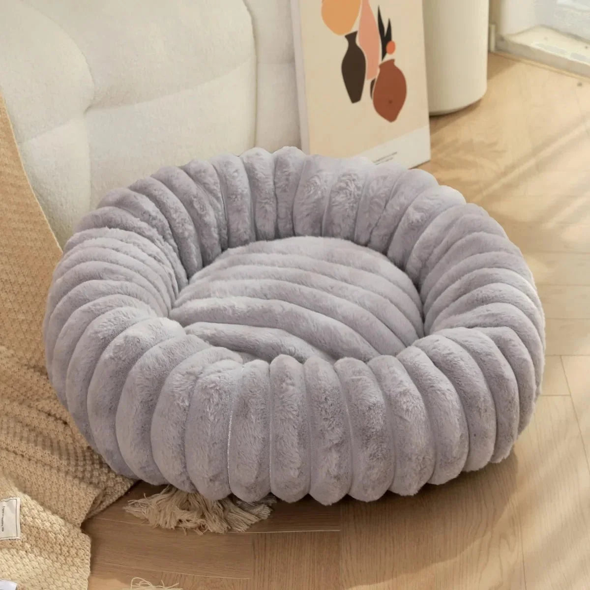 Round Donut Dog Bed – Washable Plush – CloudLink™