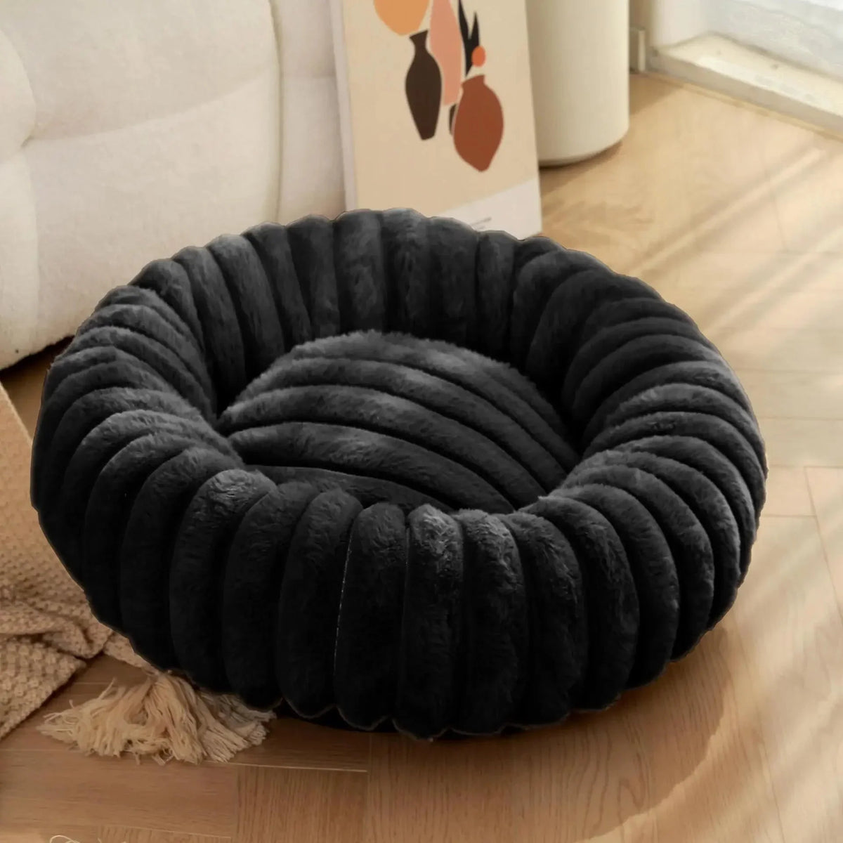 Round Donut Dog Bed – Washable Plush – CloudLink™