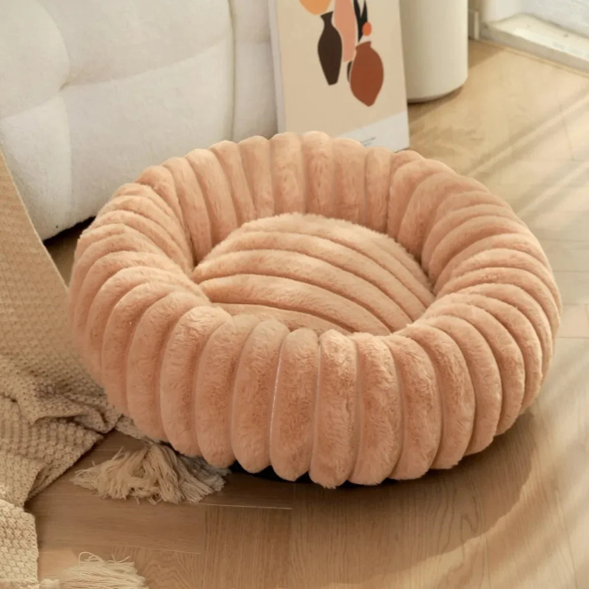 Round Donut Dog Bed – Washable Plush – CloudLink™