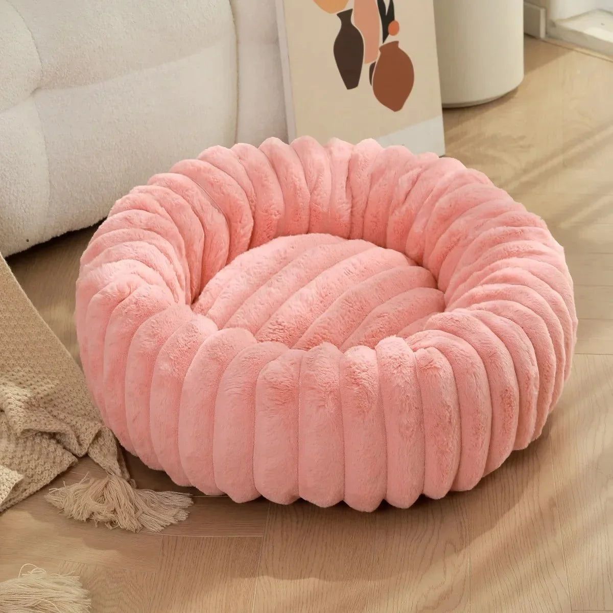 Round Donut Dog Bed – Washable Plush – CloudLink™