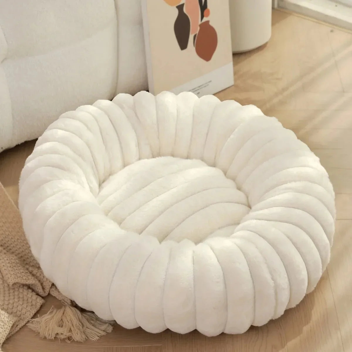 Round Donut Dog Bed – Washable Plush – CloudLink™