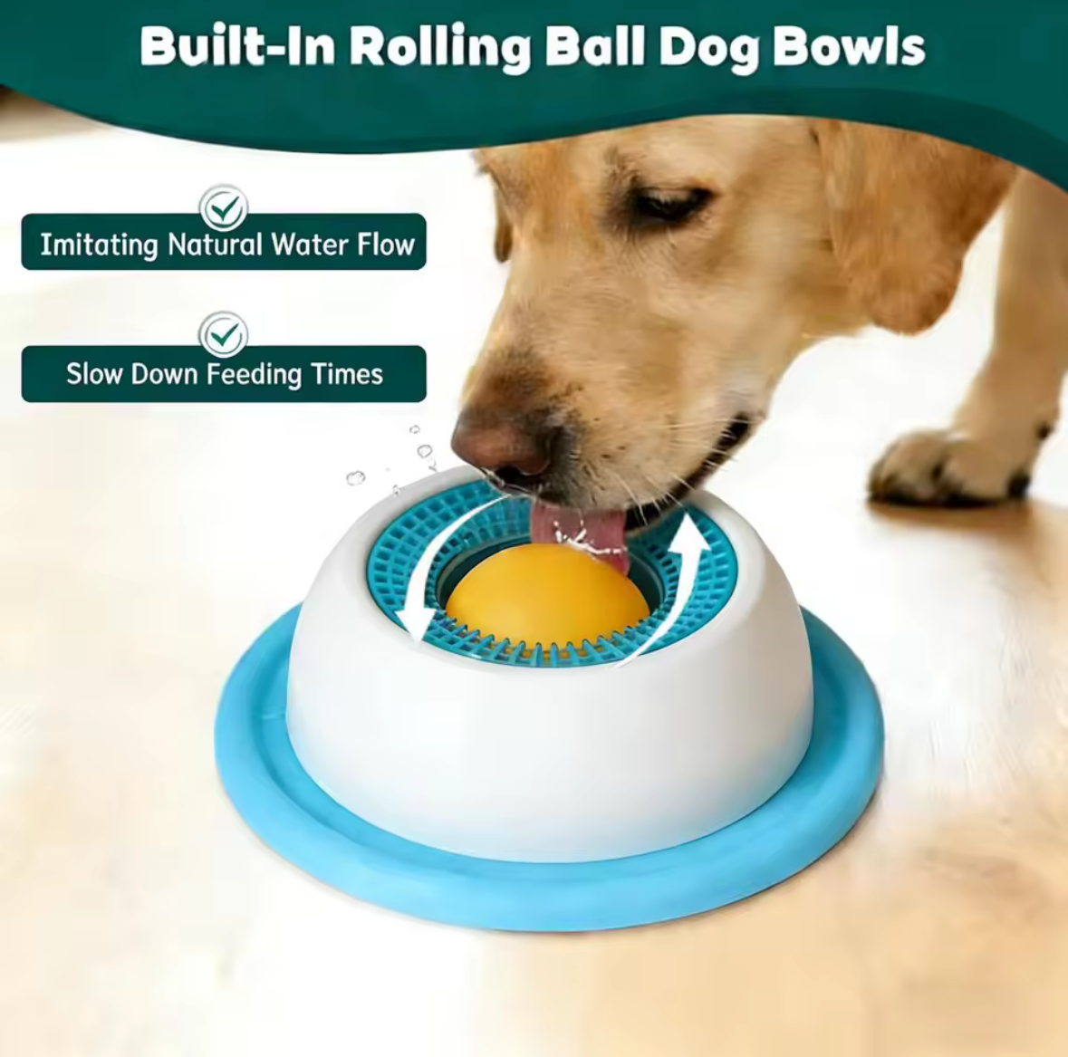 Tailented LickFlow rolling ball lick bowl designed for slower feeding