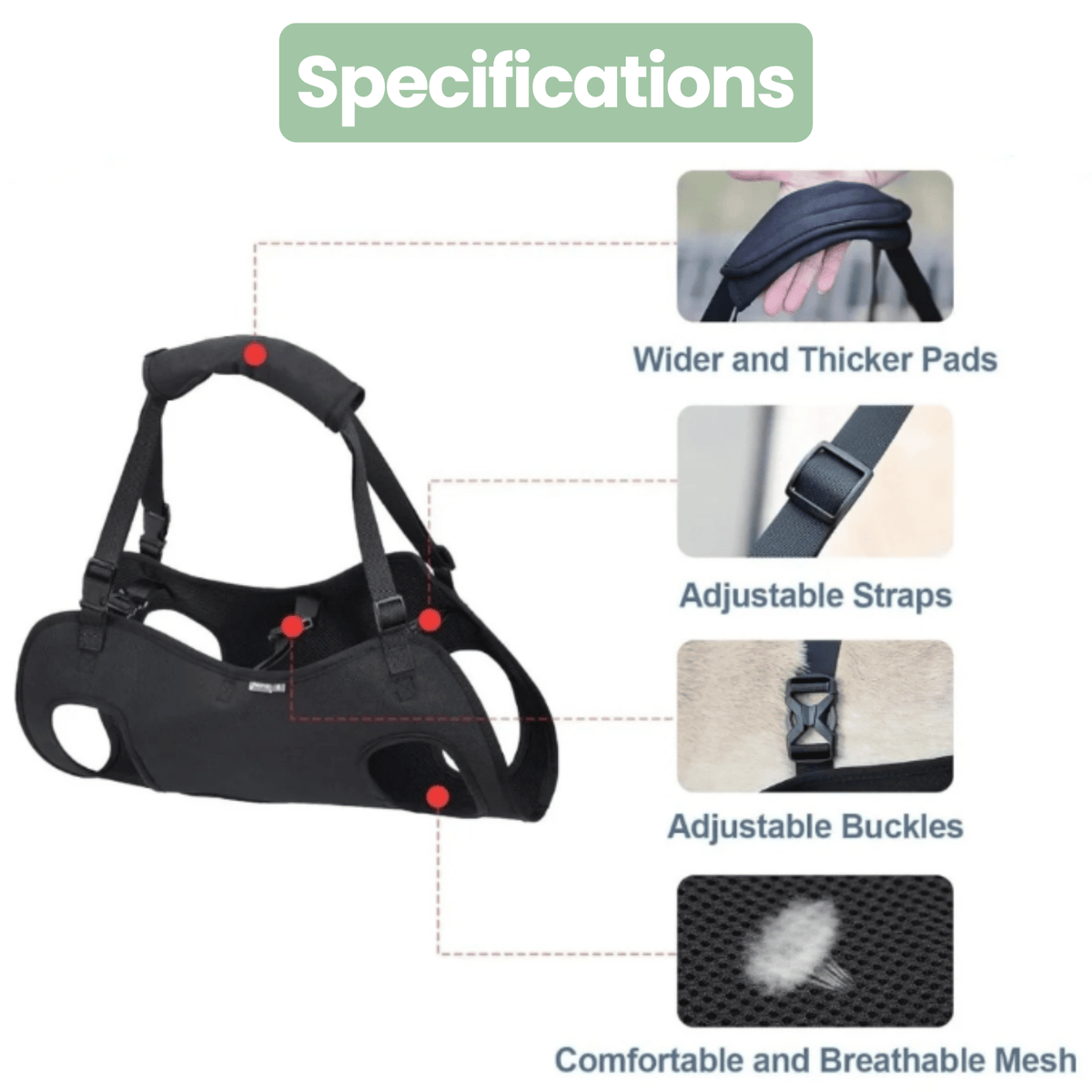 Adjustable Dog Support Harness – TrekComfort™