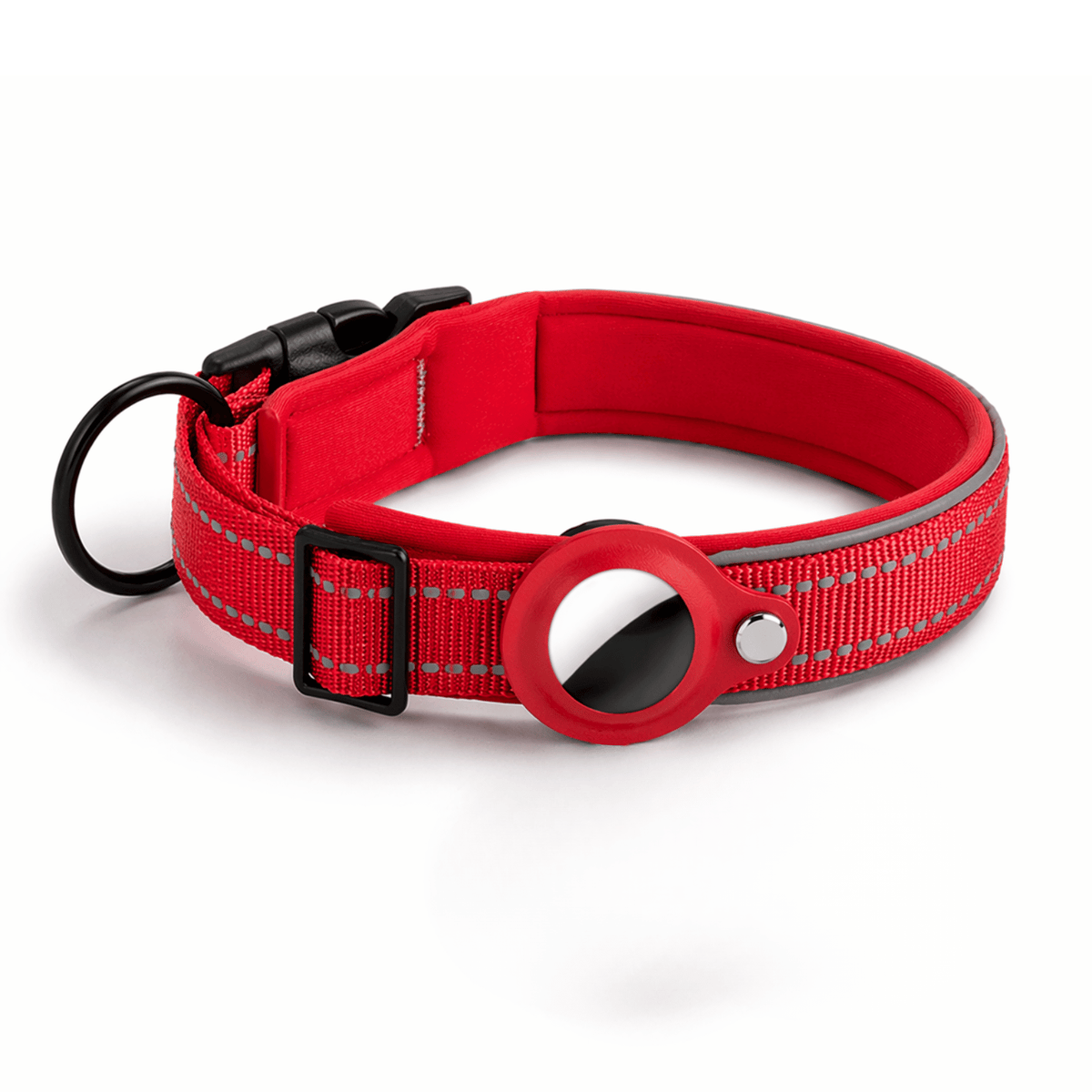Reflective Dog Collar with AirTag Holder – RouteEase™