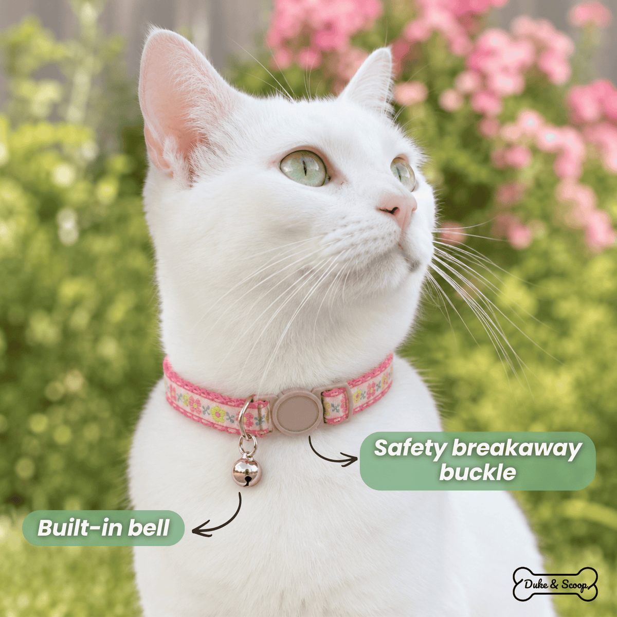 Floral Adjustable Cat & Puppy Collar with Bell – LeadLiving™