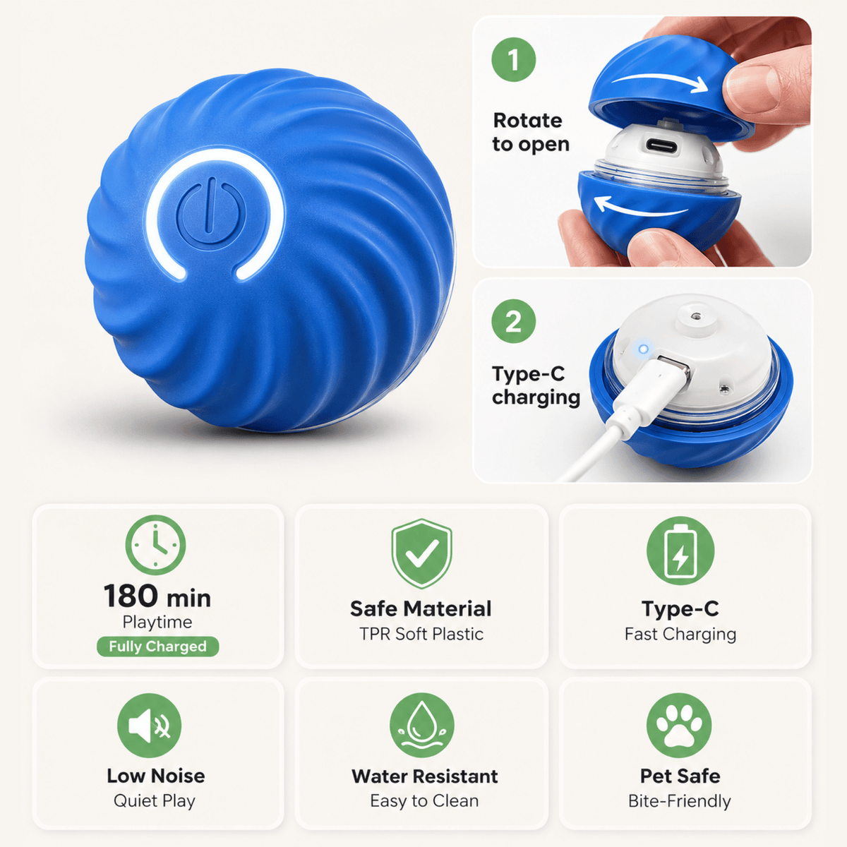 Interactive Smart Pet Ball for Dogs & Cats – FetchPure™