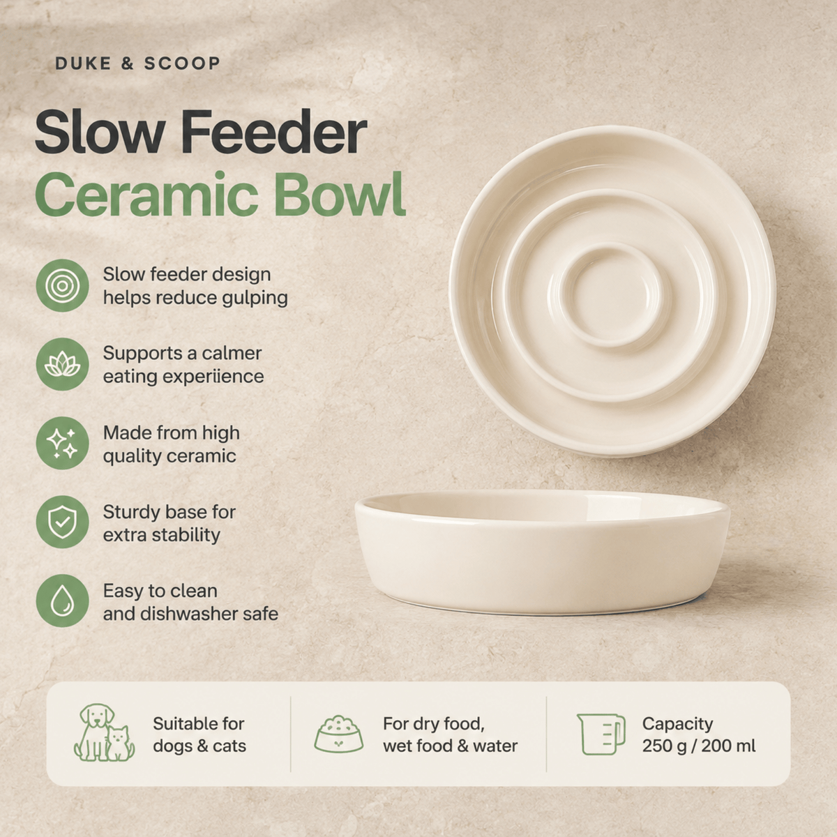 Slow-Feeding Ceramic Pet Bowl for Dogs & Cats – FeedPort™