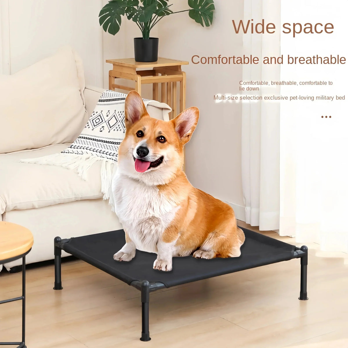 Raised Portable Pet Bed for Dogs & Cats – SoftView™