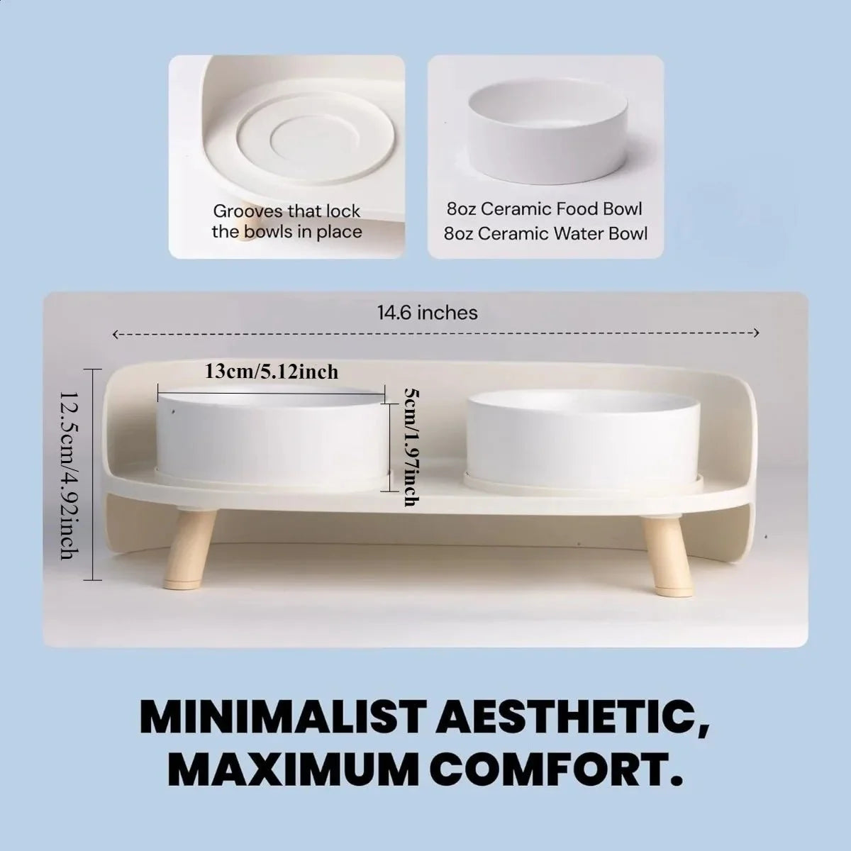Raised Pet Food Bowl for Dogs & Cats – FeedLink™