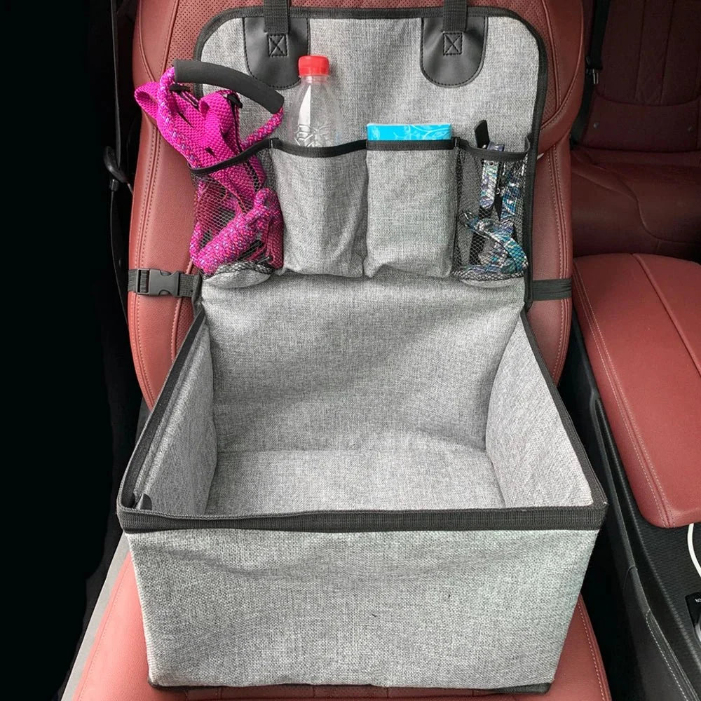 Elevated Dog Car Bed with Storage Pockets – TravelEssentials™