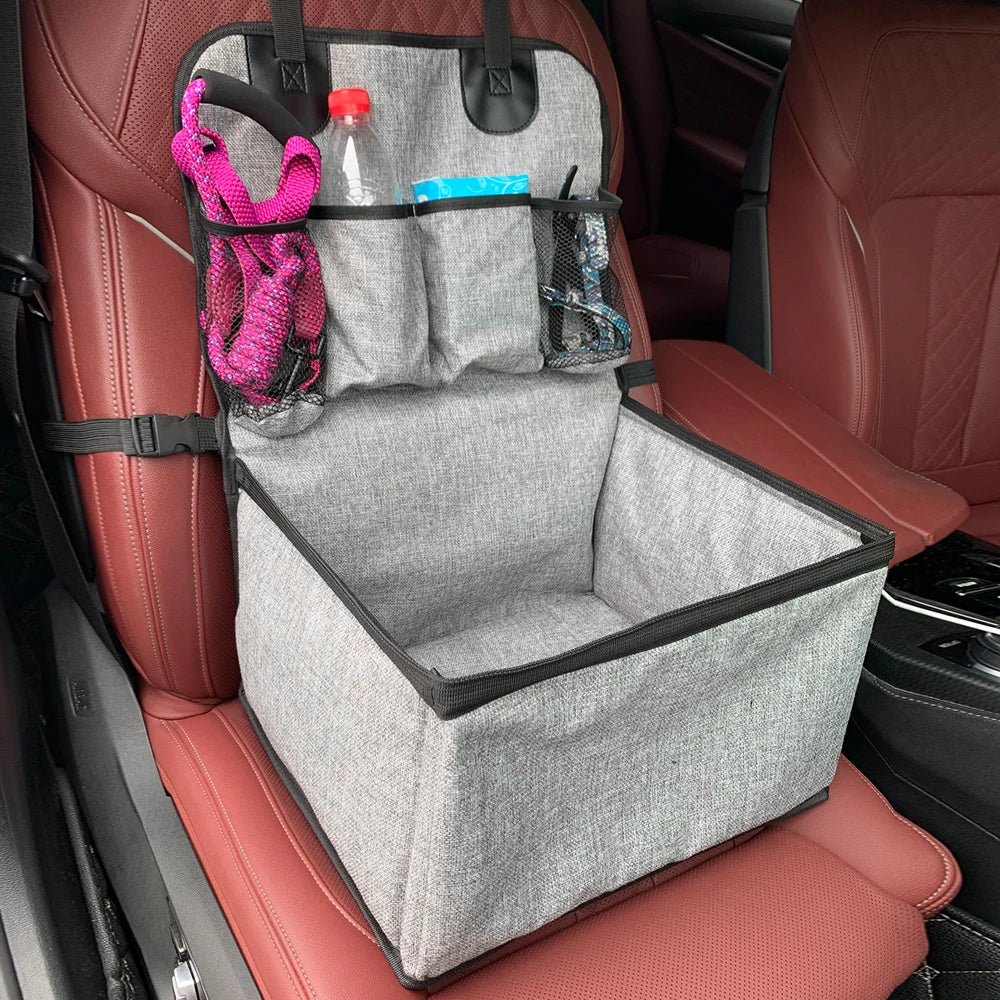Elevated Dog Car Bed with Storage Pockets – TravelEssentials™