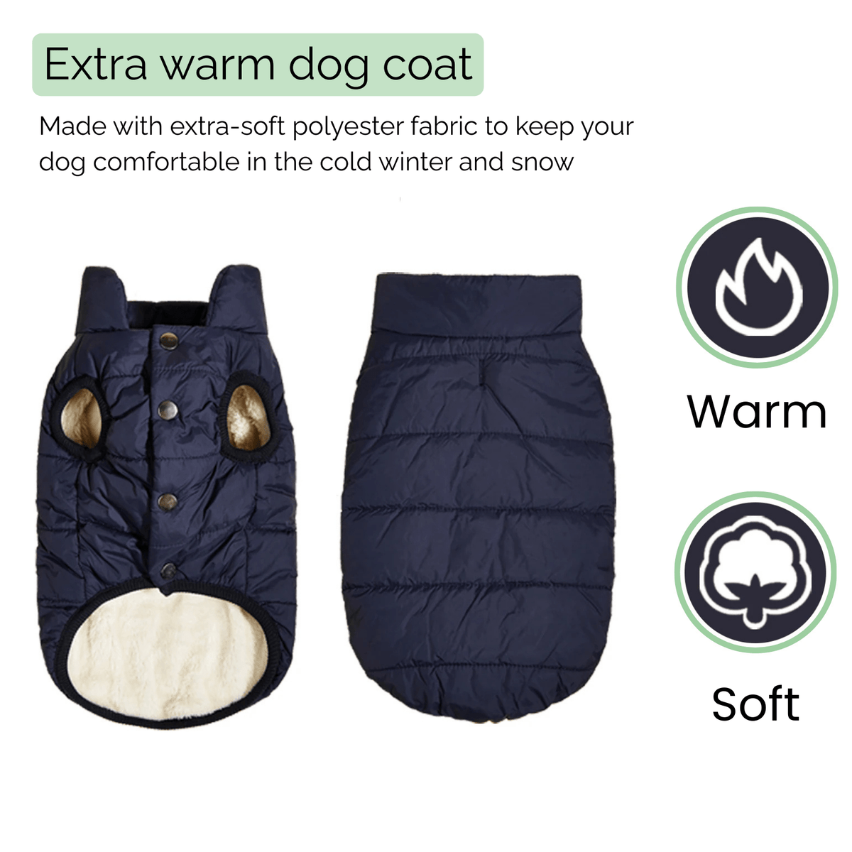 Warm Fleece Dog Winter Coat – RainPaws™