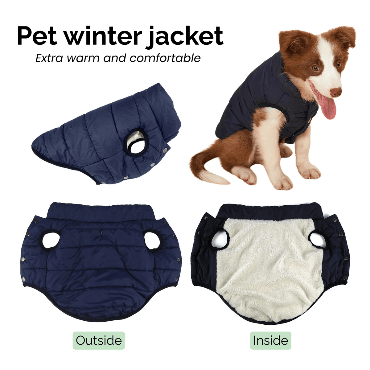Warm Fleece Dog Winter Coat – RainPaws™
