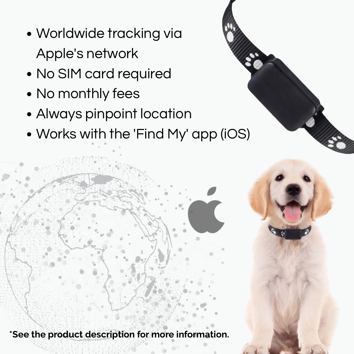 Waterproof iOS Pet Tracker with Reflective Collar – BeaconSense™